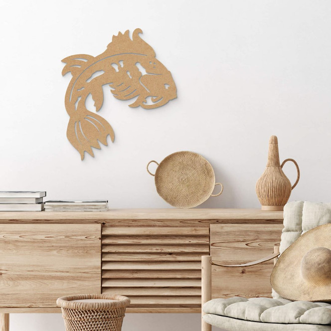 Holzdeko Japanischer Koi - MDF Natur