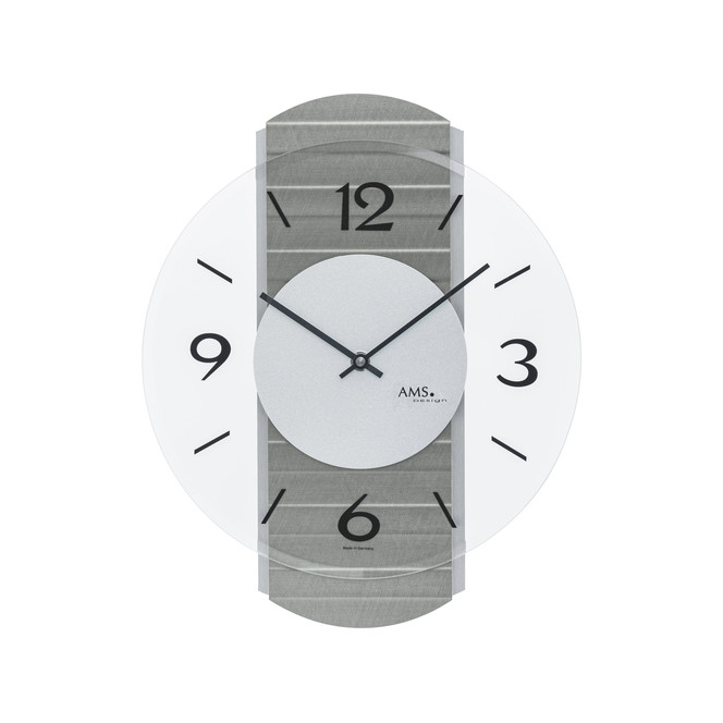 Wanduhr Holzgehäuse mit Aluminium-Auflagen