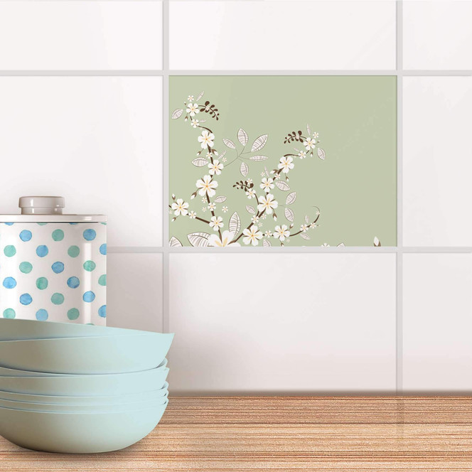 Fliesenfolie - White Blossoms