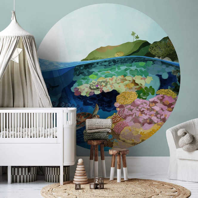 Fototapete Goed Blauw - Unterwasser - Rund - Selbstklebend/Vlies