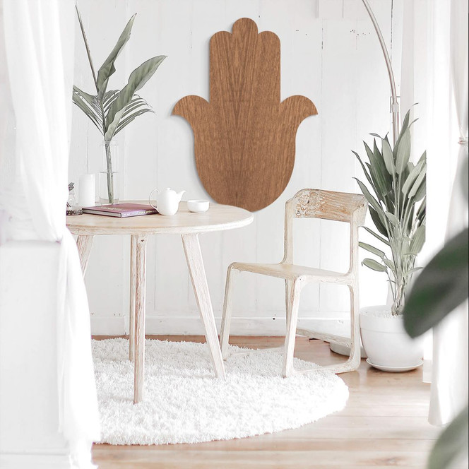 Holzdeko Mahagoni - Yoga Hamsa Hand Silhouette