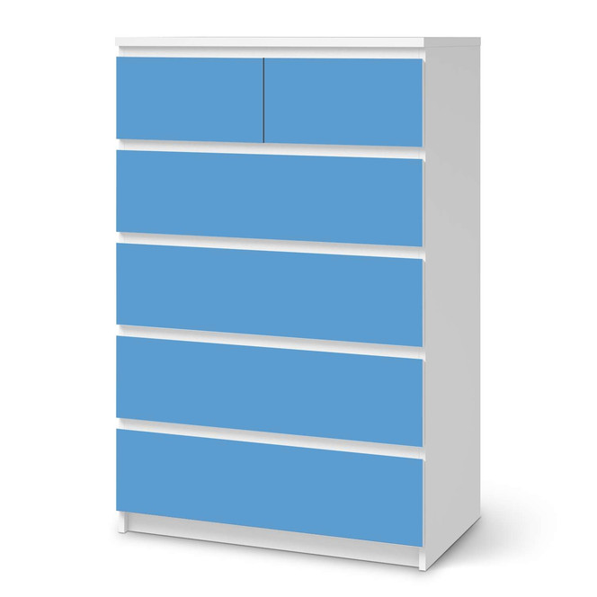 Möbel Klebefolie IKEA Malm Kommode 6 Schubladen (hoch) - Blau Light- Bild 1