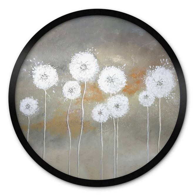Poster Weisse Pusteblumen - Blumenposter Rund - Melz