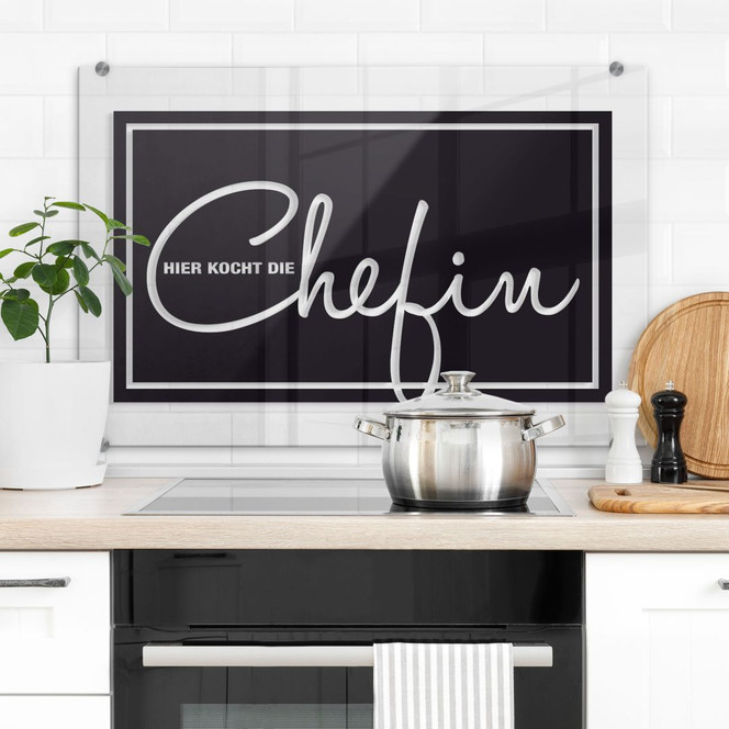 Spritzschutz Hier kocht die Chefin