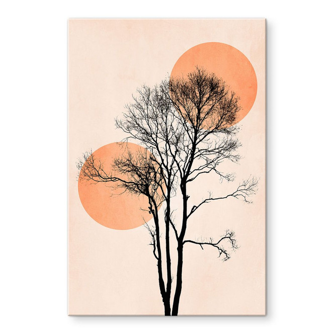 Acrylglasbild Sonne und Mond in Orange - Kubistika