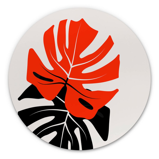 Alu-Dibond Kubistika - Monstera Duett - Rund