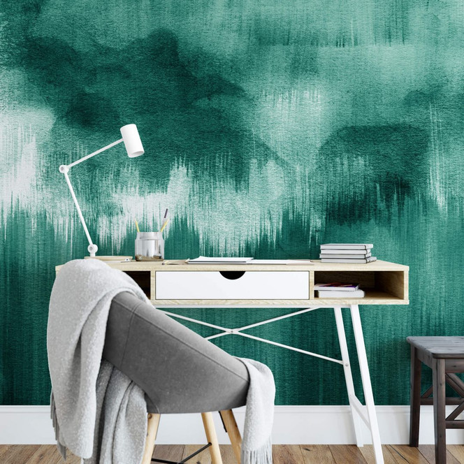 Fototapete Nouveauprints - Watercolour Brush Strokes (türkis)