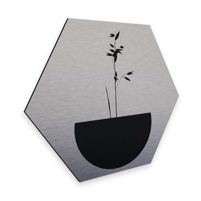 Hexagon - Alu-Dibond Silbereffekt Kubistika - Abstracticum