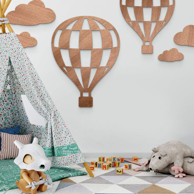 Holzdeko Mahagoni - Heissluftballon kariert