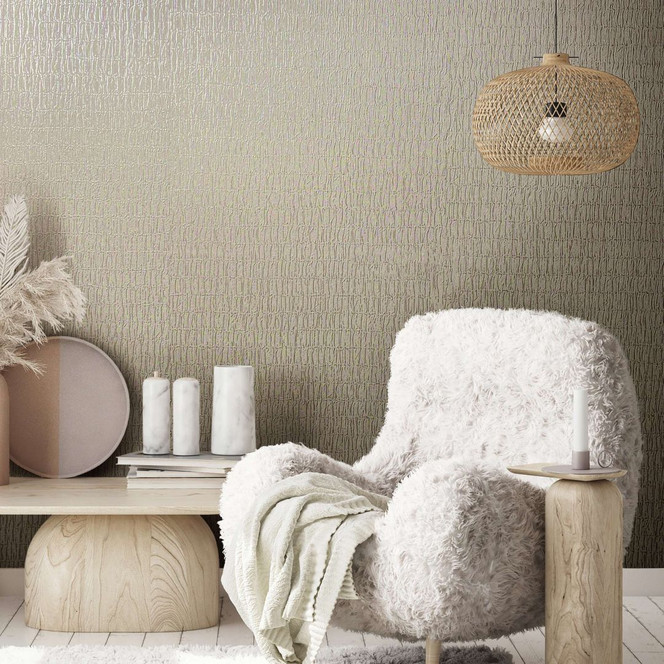 Vliestapete mit textilem Uni beige Struktur