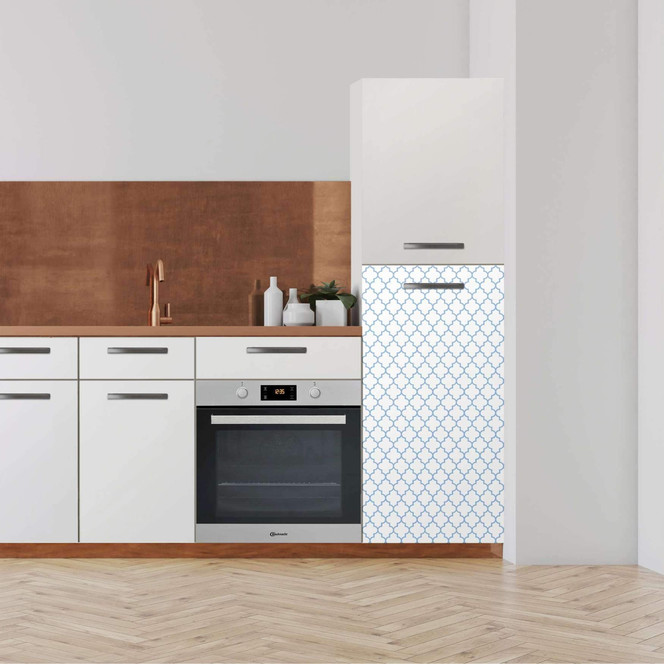 Klebefolie - Hochschrank (60x120cm) - Retro Pattern - Blau- Bild 1