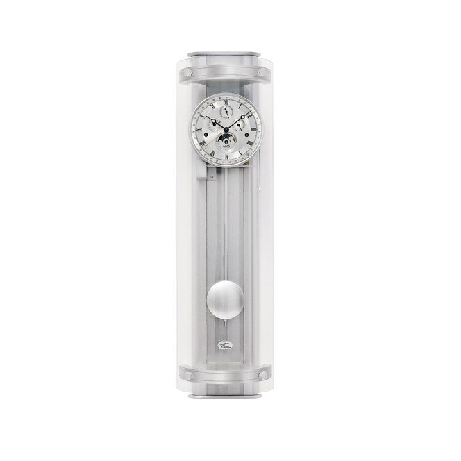 Regulator Feinstlackiertes Holzgehäuse Silber mit Aluminium-Einlagen
