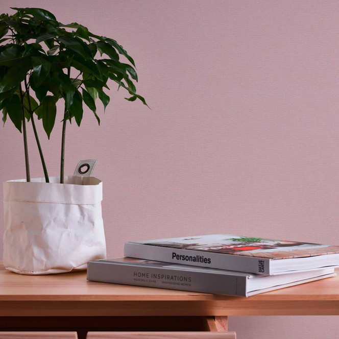 Unitapete Leinen-Look Rosa - Tapete Gewebe-Optik - Vliestapete mit Struktur