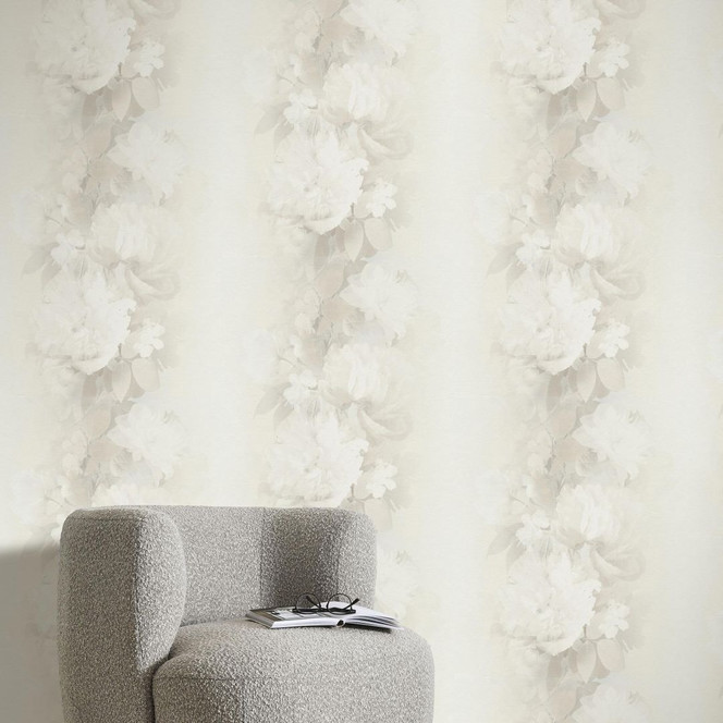 Vliestapete, Blumenmotivtapete Aurora helltaupe