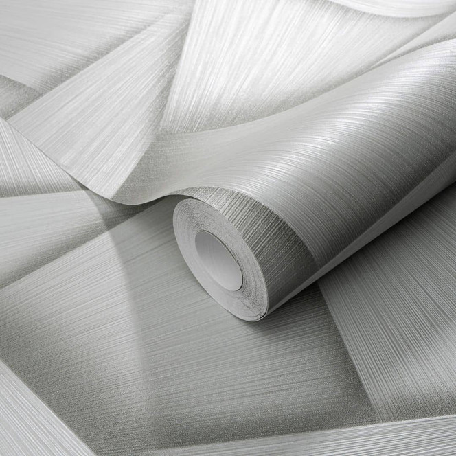 Vliestapete mit geometrischen Formen und Metallic-Effekt in grün