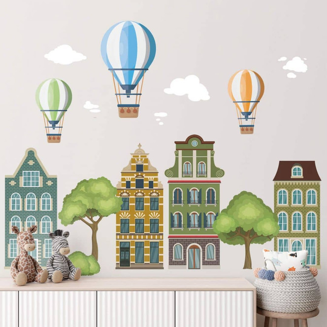 Wandtattoo Bunte Häuser Set 02 (7-teilig)