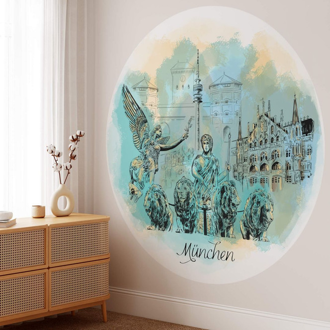 Fototapete München - Rund - Love your City - Selbstklebend/Vlies