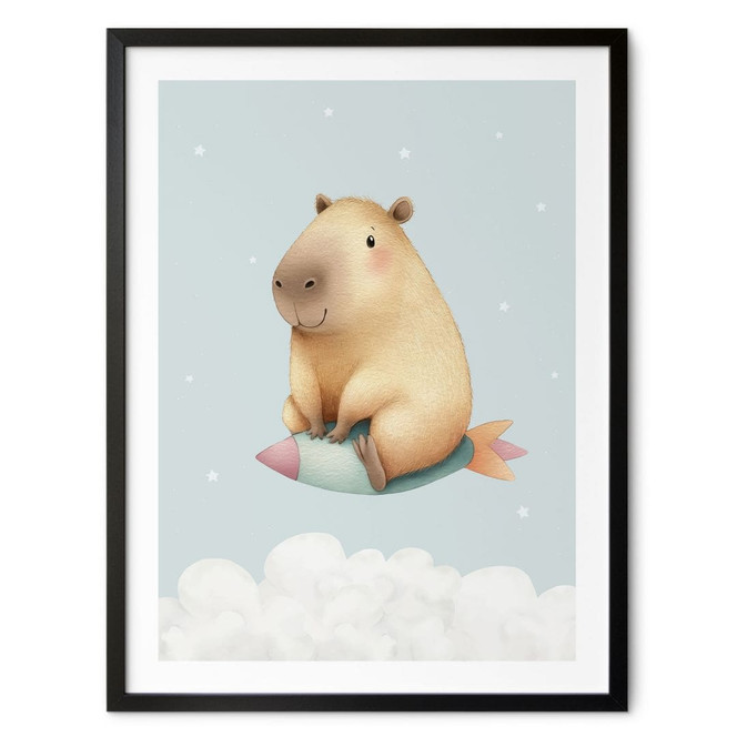 Kinderposter Capybara im All - Sternentraum