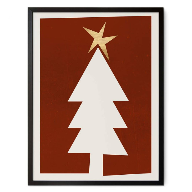 Poster Kubistika - Weihnachtsbaum mit goldenem Stern