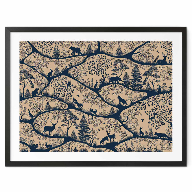 Poster Tier Silhouetten im nordischen Wald - Oliver Robins