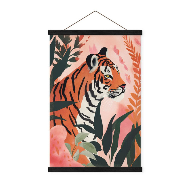 Stoffbild Tiger im rosa Dschungel - Treechild