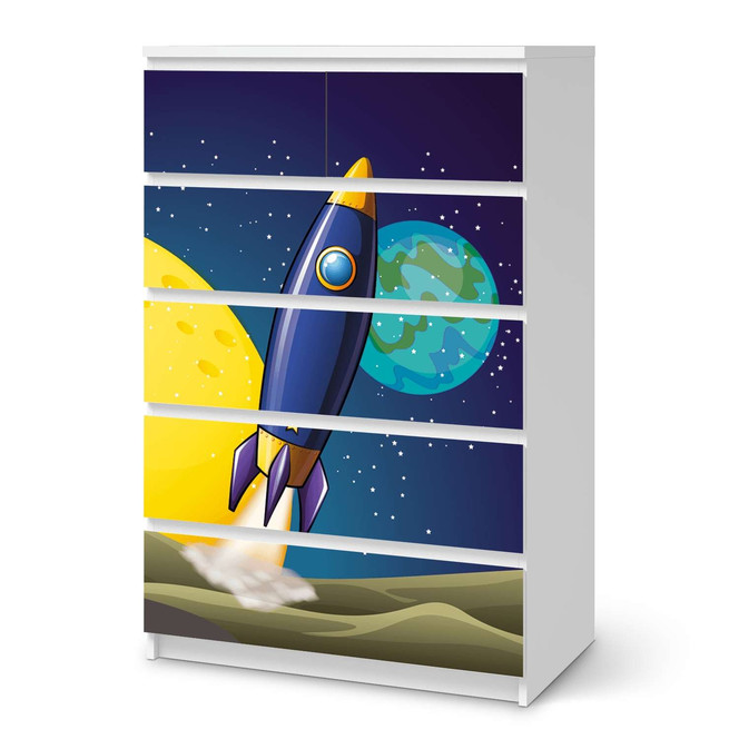Möbel Klebefolie IKEA Malm Kommode 6 Schubladen (hoch) - Space Rocket- Bild 1