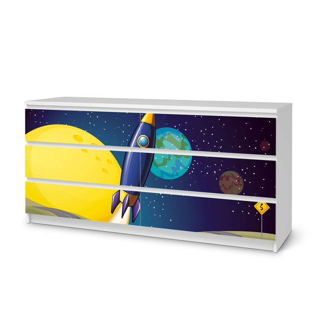 Möbelfolie IKEA Malm Kommode 6 Schubladen (breit) - Space Rocket- Bild 1