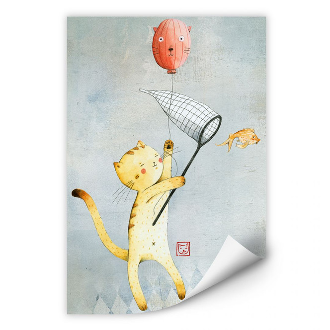 Wallprint Loske - Katze mit Ballon