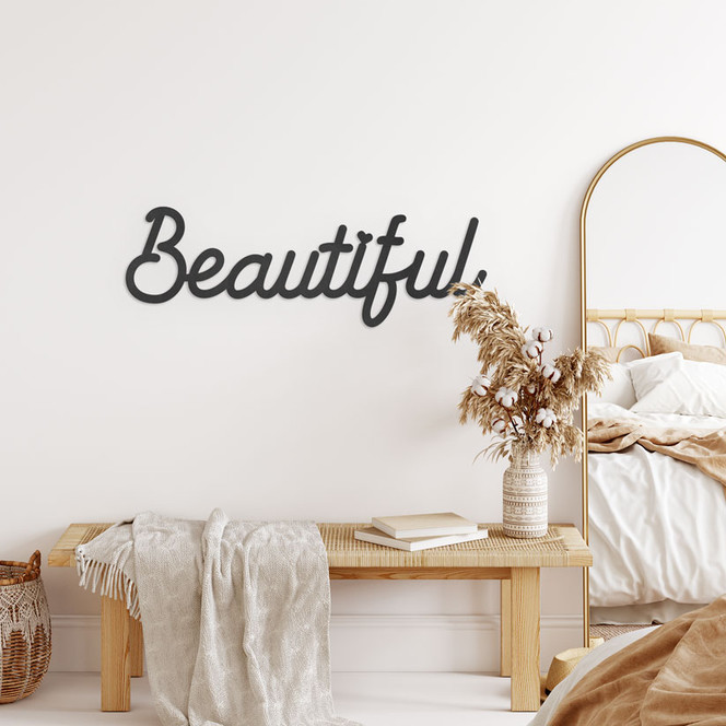 3D Schriftzug Beautiful - Wanddeko aus MDF