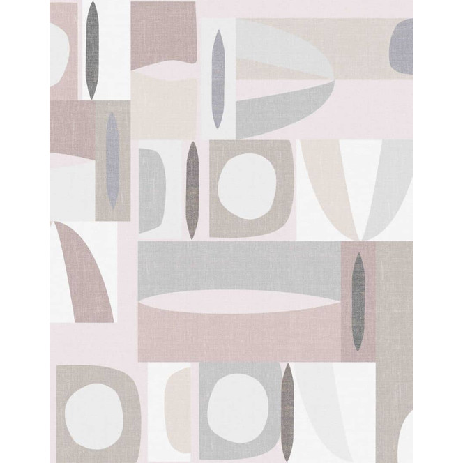 Fototapete Motivtapete Abstrakte Geometrie in Offwhite & Greige im Mid-Century Stil 2.7 x 2.12 m