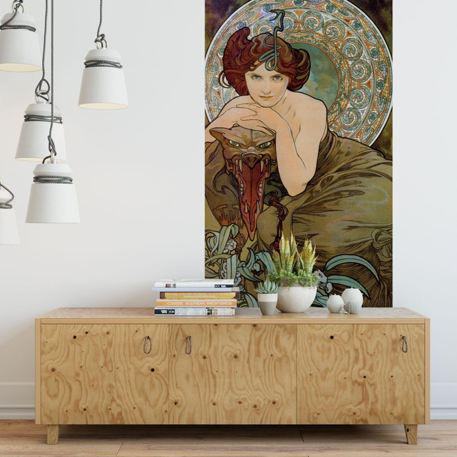 Fototapete Mucha – Edelsteine Smaragd