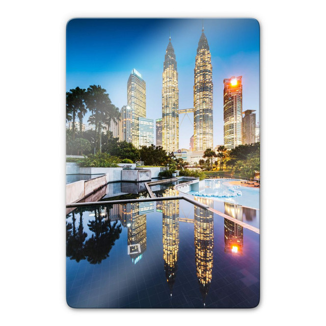 Glasbild Colombo - Petronas Towers bei Nacht