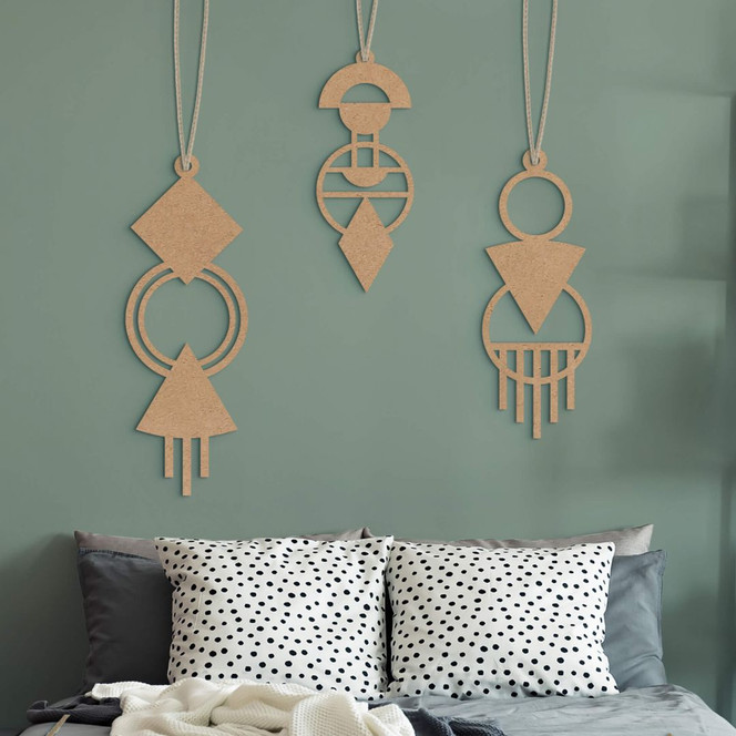 Holzdeko Macrame - geometrisch - MDF Natur