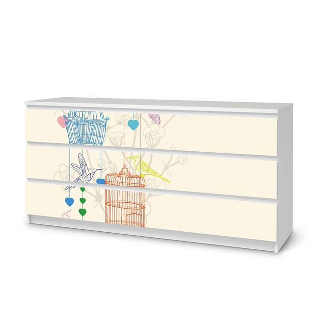Möbelfolie IKEA Malm Kommode 6 Schubladen (breit) - Birdcage- Bild 1