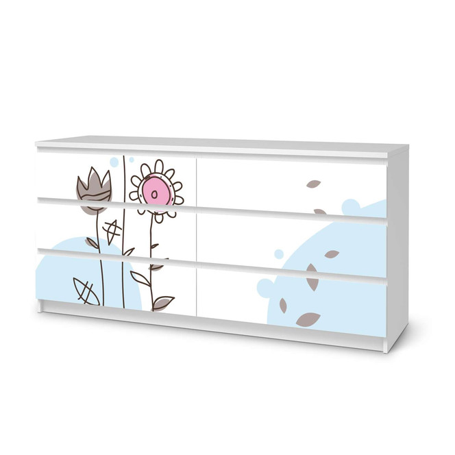 Möbelfolie IKEA Malm Kommode 6 Schubladen (breit) - Flowers 3- Bild 1