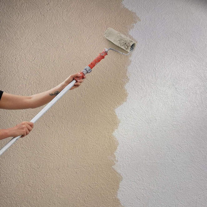 Vliestapete mit moderner einfarbiger Optik und Struktur in weiss Struktur