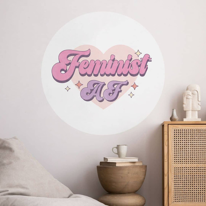 Wandtattoo Feminist AF Rosa Herz - Rund