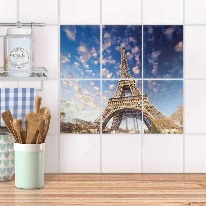 Fliesenaufkleber hoch - La Tour Eiffel - 6er Set