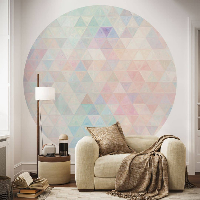 Fototapete Bunte Mosaik-Dreiecke - Jaszke - Rund - Selbstklebend/Vlies