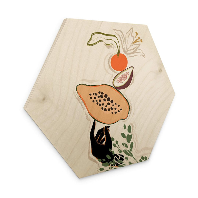 Hexagon Holzbild Arty Guava - Papaya Balance