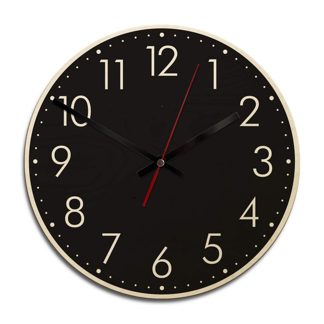 Holz-Wanduhr - Modern mit Minutenanzeige - negativ