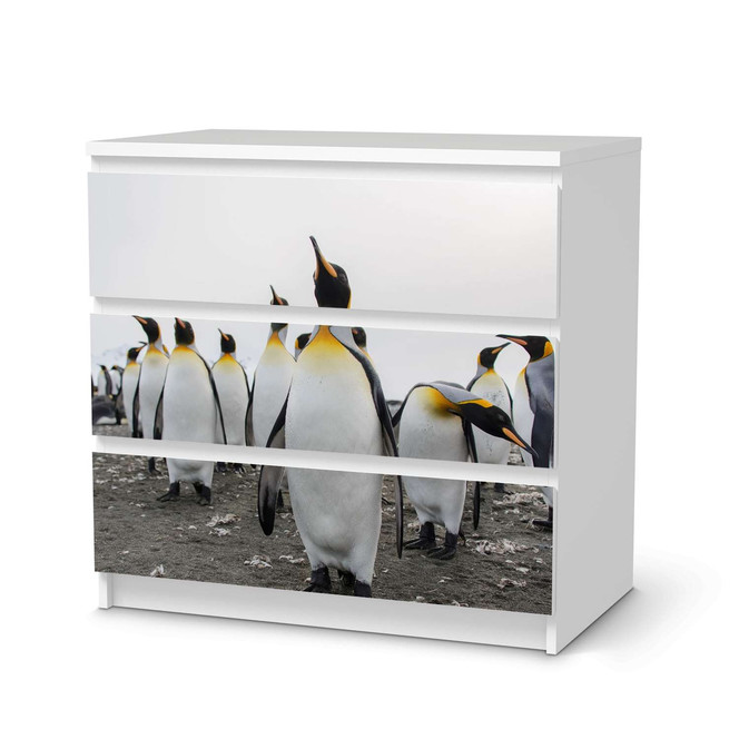 Klebefolie IKEA Malm Kommode 3 Schubladen - Penguin Family- Bild 1