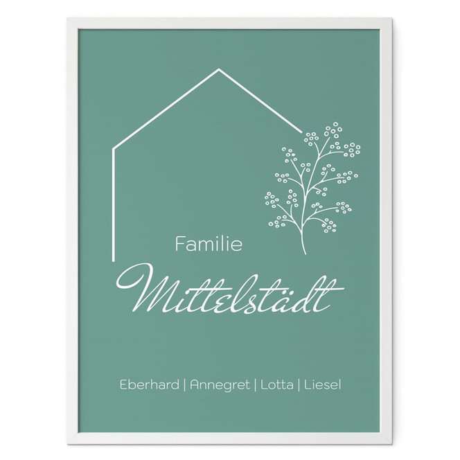 Personalisierbares Poster Familie Haus - grün