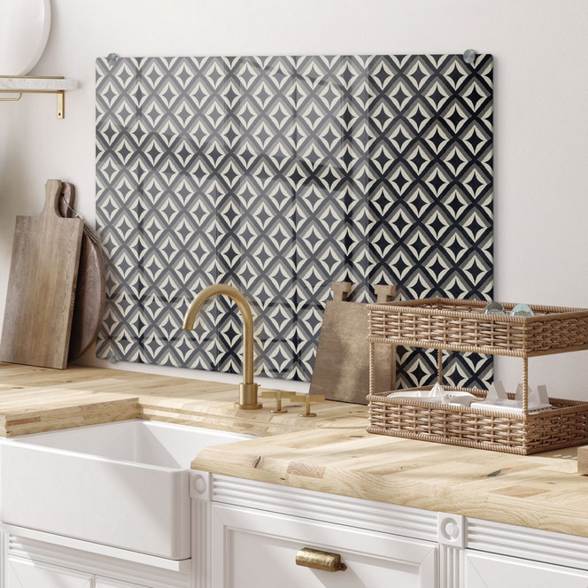 Spritzschutz Schwarz-beige Ornamente - Treechild