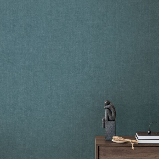 Strukturtapete Textil-Optik Petrolblau - Moderne Vliestapete dezent