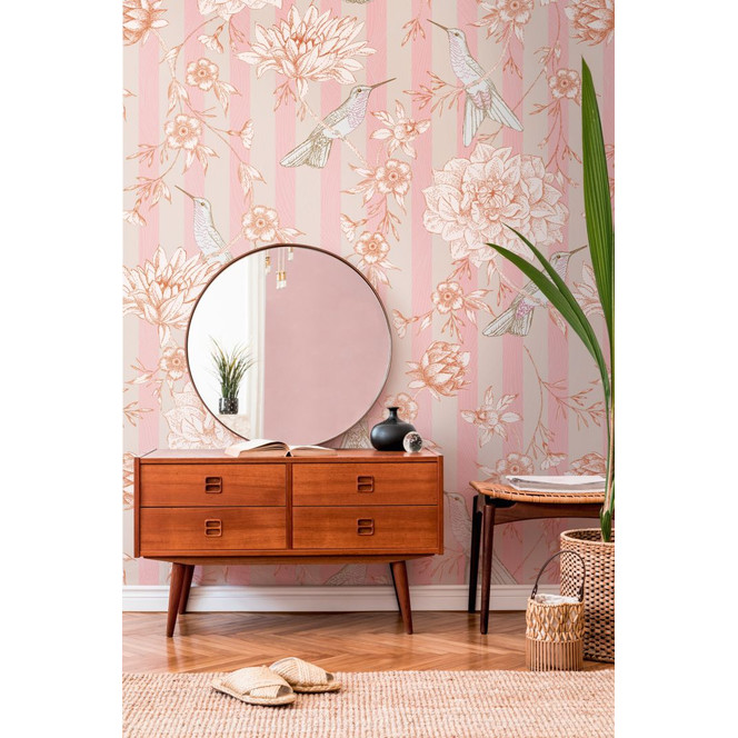 Fototapete Blumen rosa beige - Vliestapete Blumen Pflanzen Livingwalls - matt und glatt