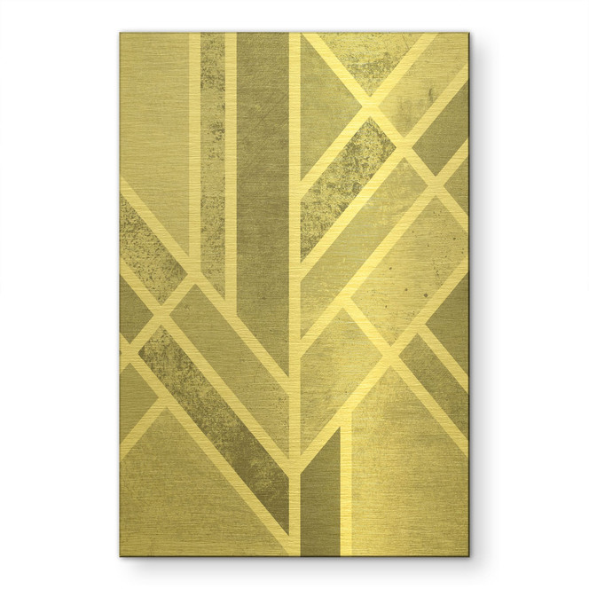 Alu-Dibond gebürstet mit Goldeffekt - Art Deco Goldene Geometrie - Fredriksson