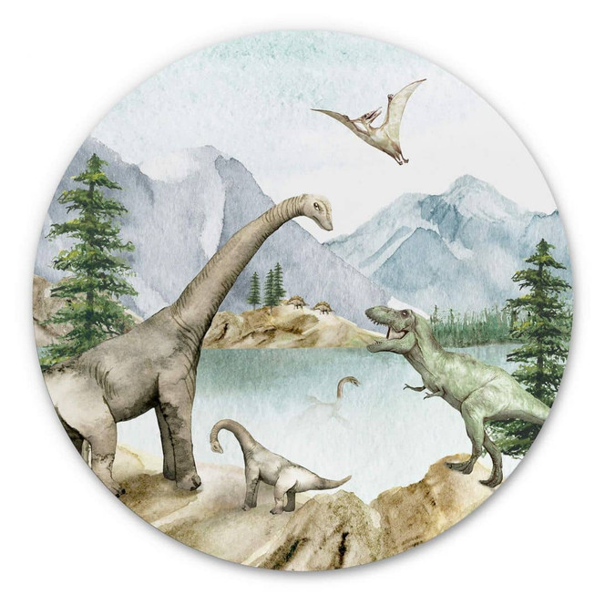 Alu-Dibond Kikki Belle - Dinowelt - Rund