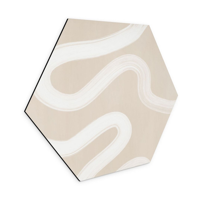 Hexagon Wandbild One Line Art - Sanfte Strömung - Ristova - Alu-Dibond
