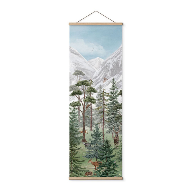 Stoffbild Waldtiere im grünen Alpenwald - Kikki Belle - Panorama